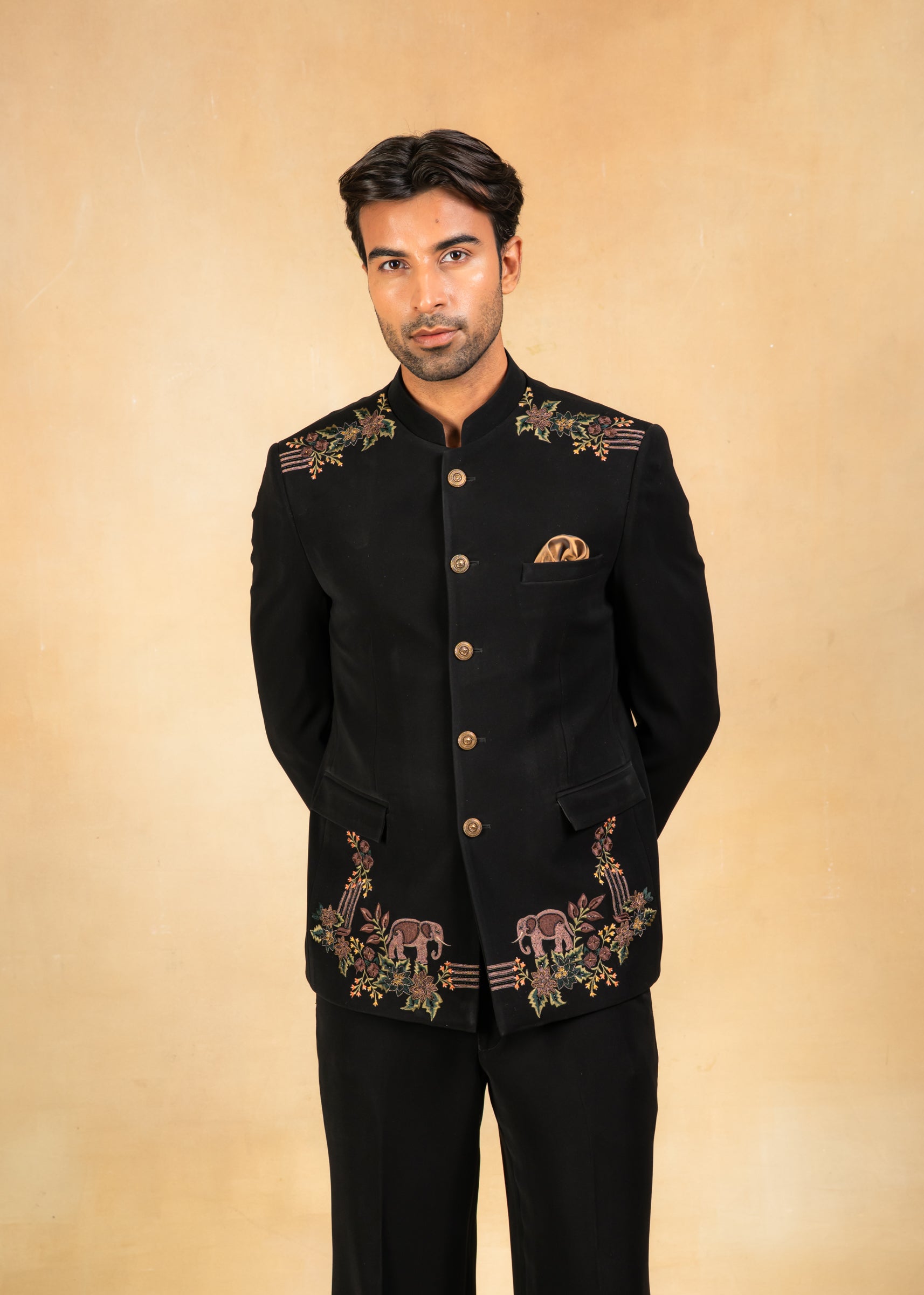 black designer bandhgala