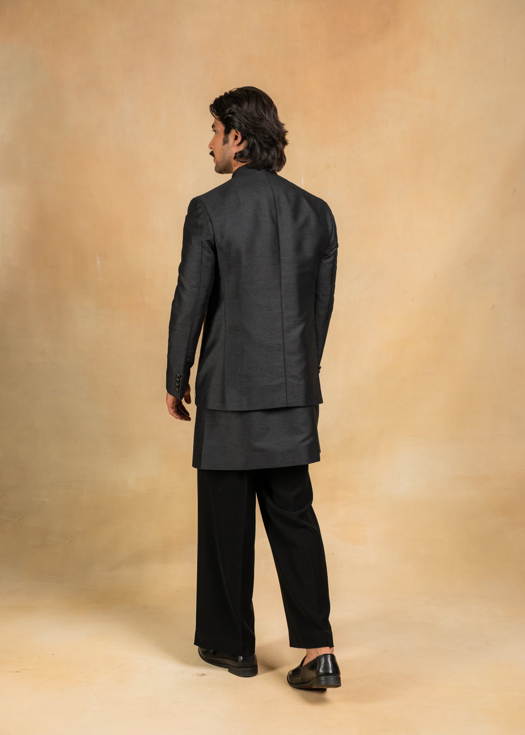 black designer open indowestern