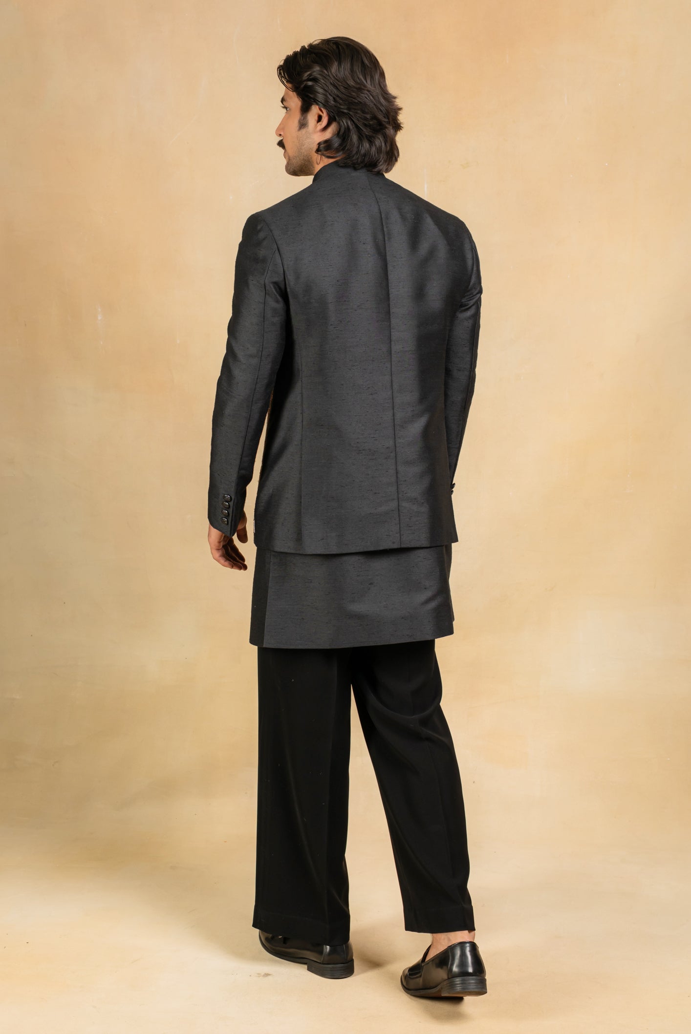 black designer open indowestern