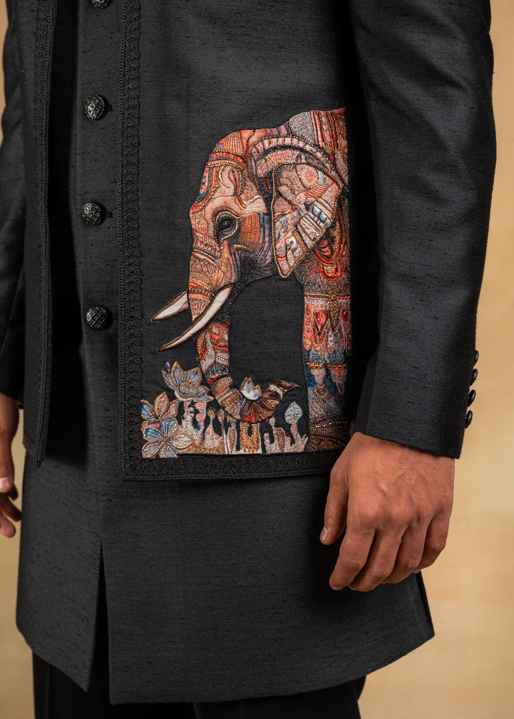 black designer open indowestern