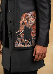 black designer open indowestern