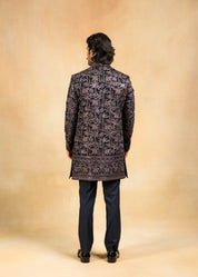 black embroidered open indowestern