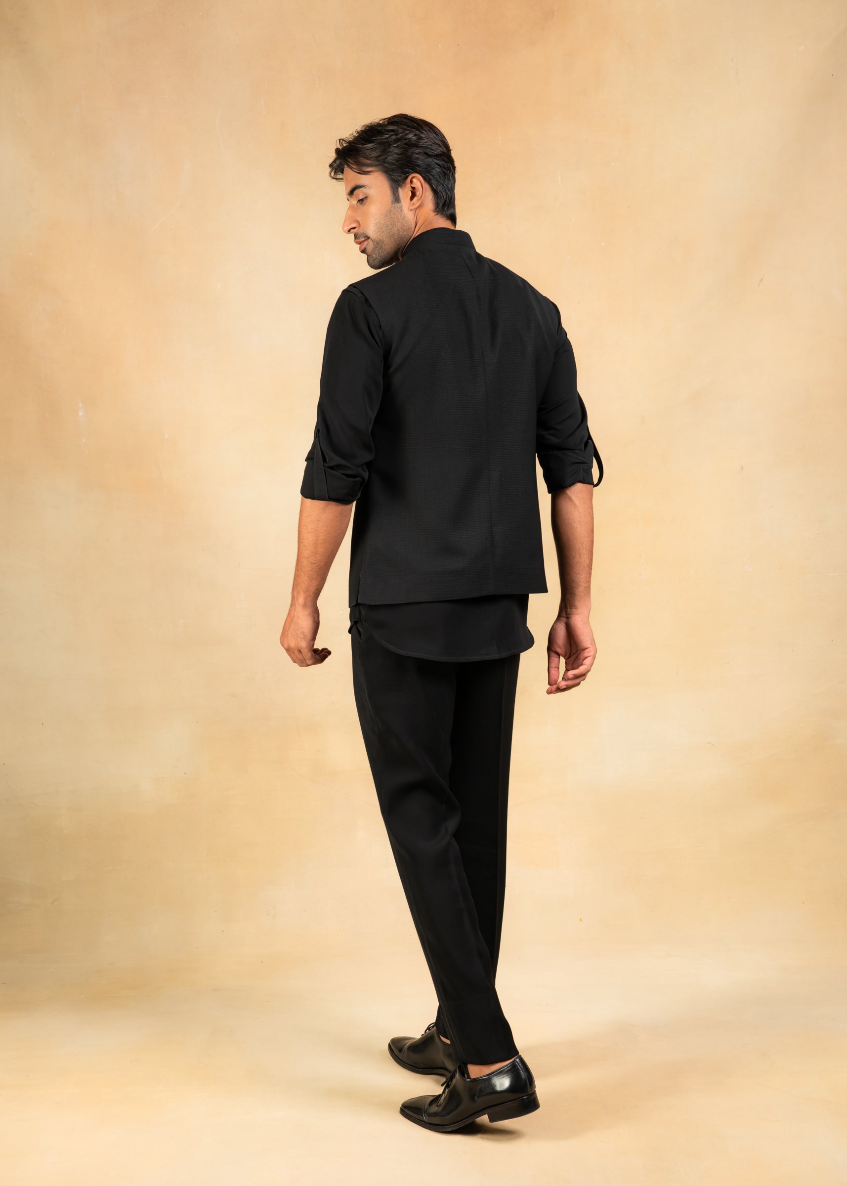 black nehru jacket with hand embroidery