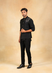 black nehru jacket with hand embroidery