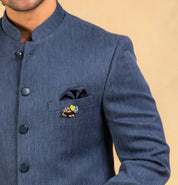 blue herringbone bandhgala