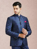Navy Embroidered Bandhgala Set with Formal Trouser