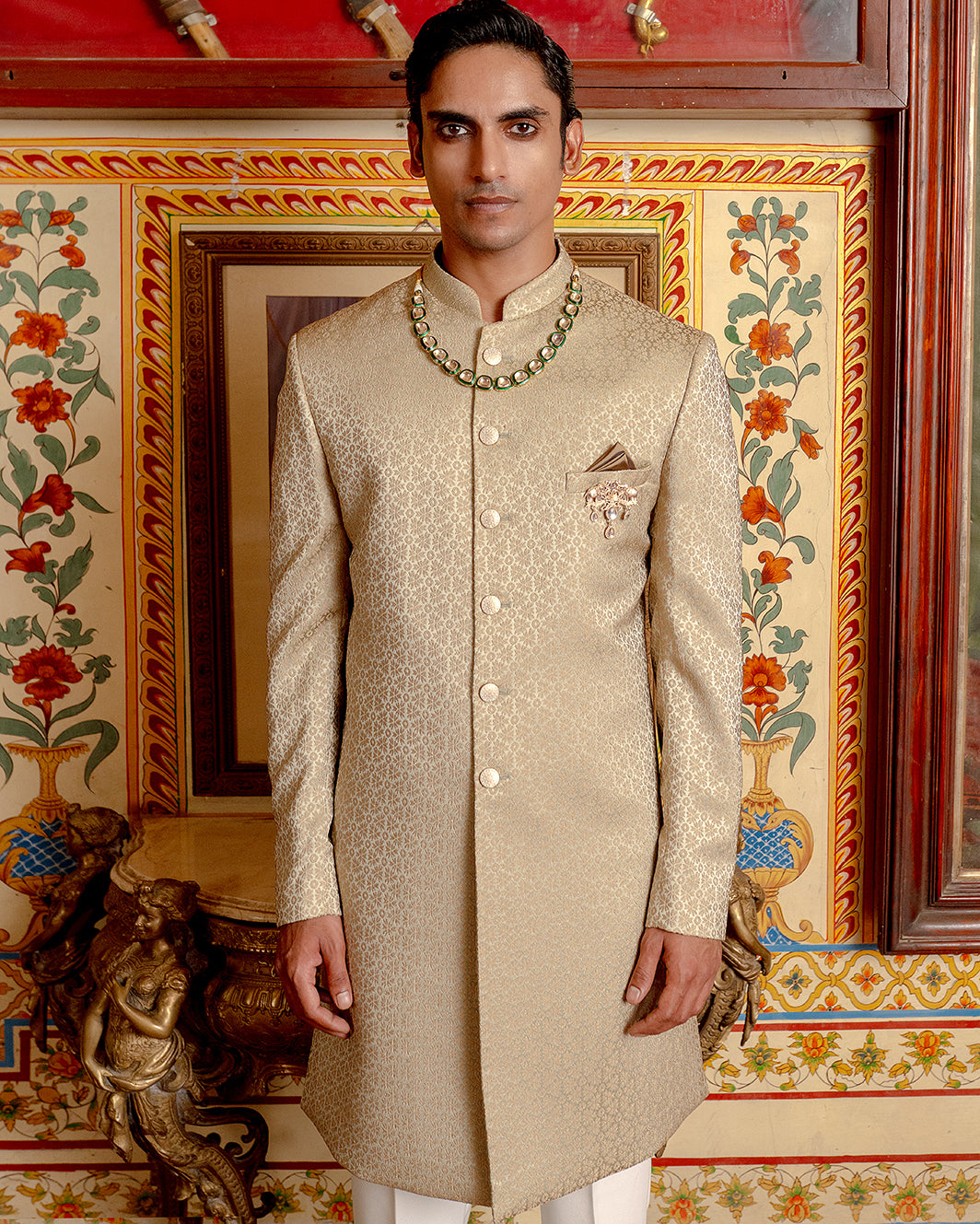 classic Beige indowestern