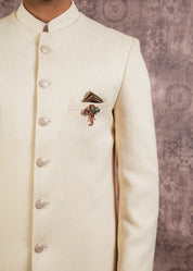 classic cream Herringbone indowestern