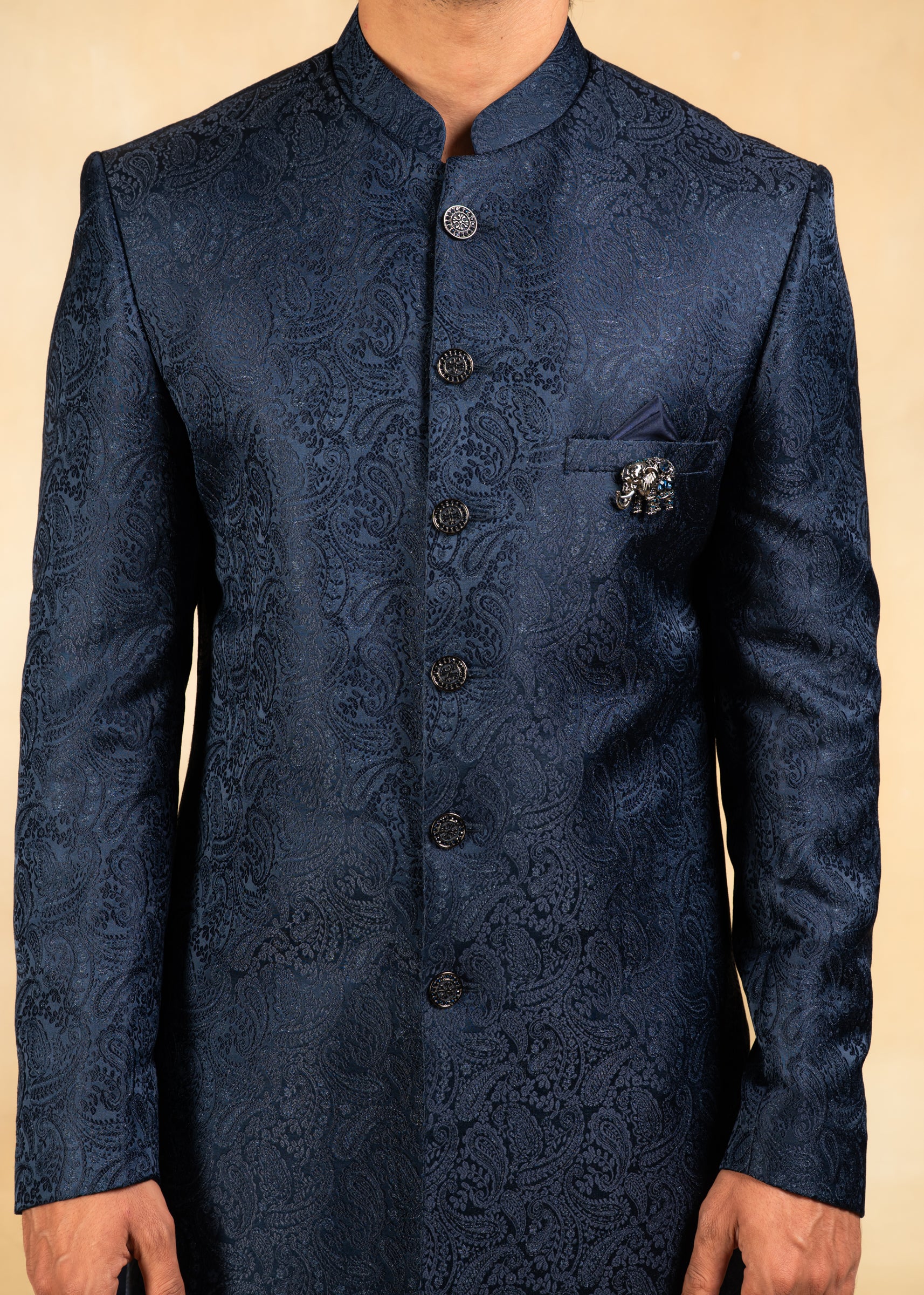 classic navy blue indowestern