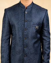 classic navy blue indowestern