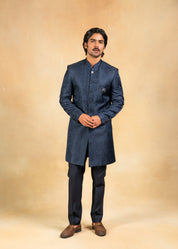 classic navy blue indowestern