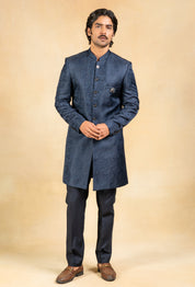 classic navy blue indowestern
