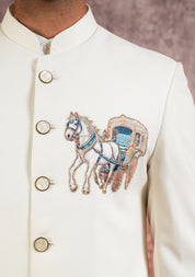 cream indowestern with embroidered motif