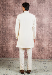 cream indowestern with embroidered motif