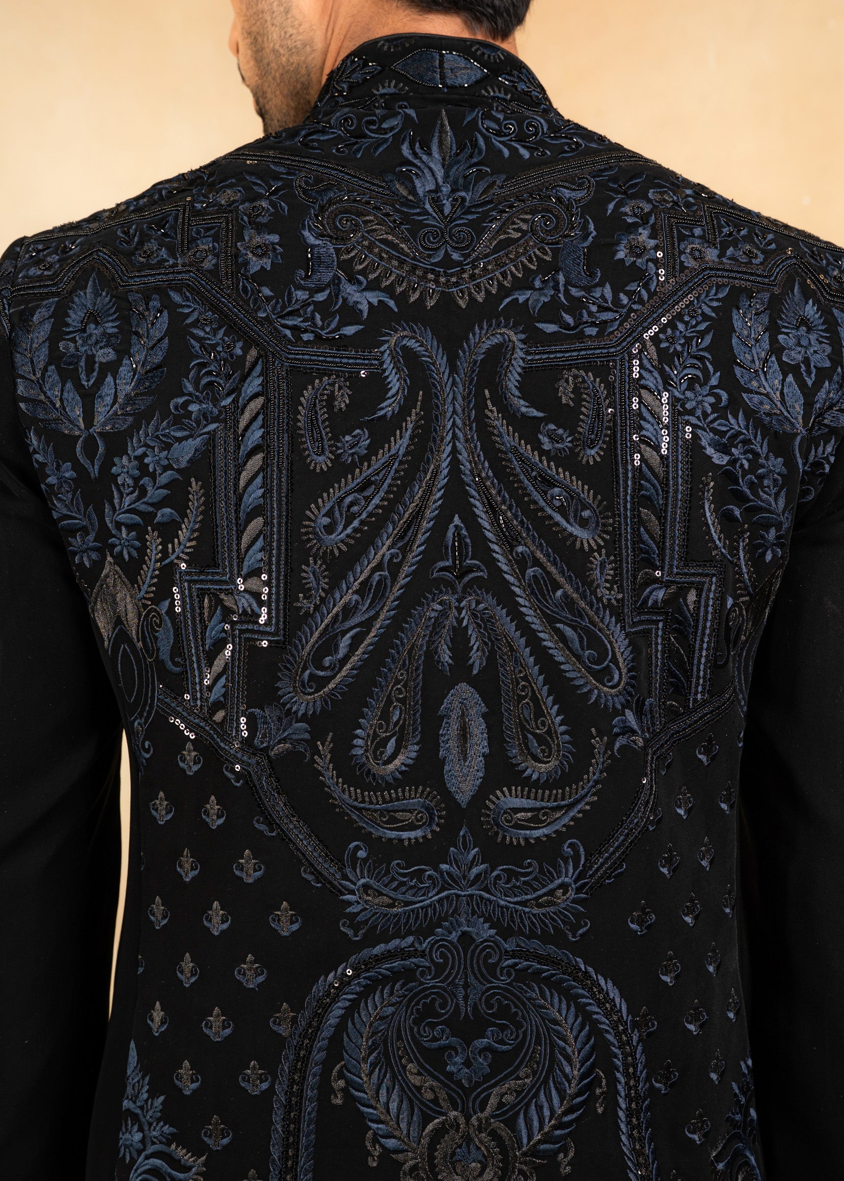 designer dual tone bandhgala with hand embroidery