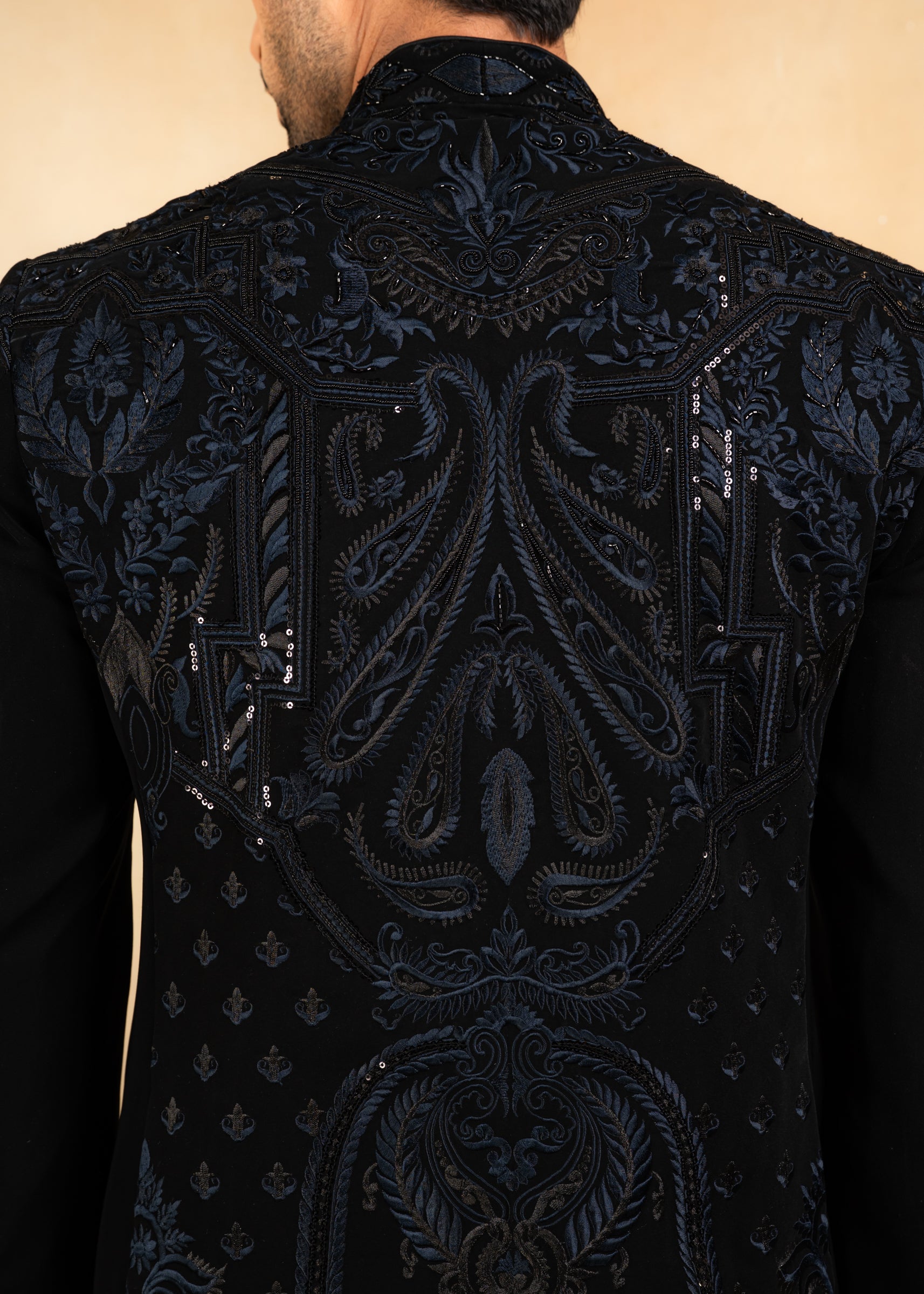 designer dual tone bandhgala with hand embroidery