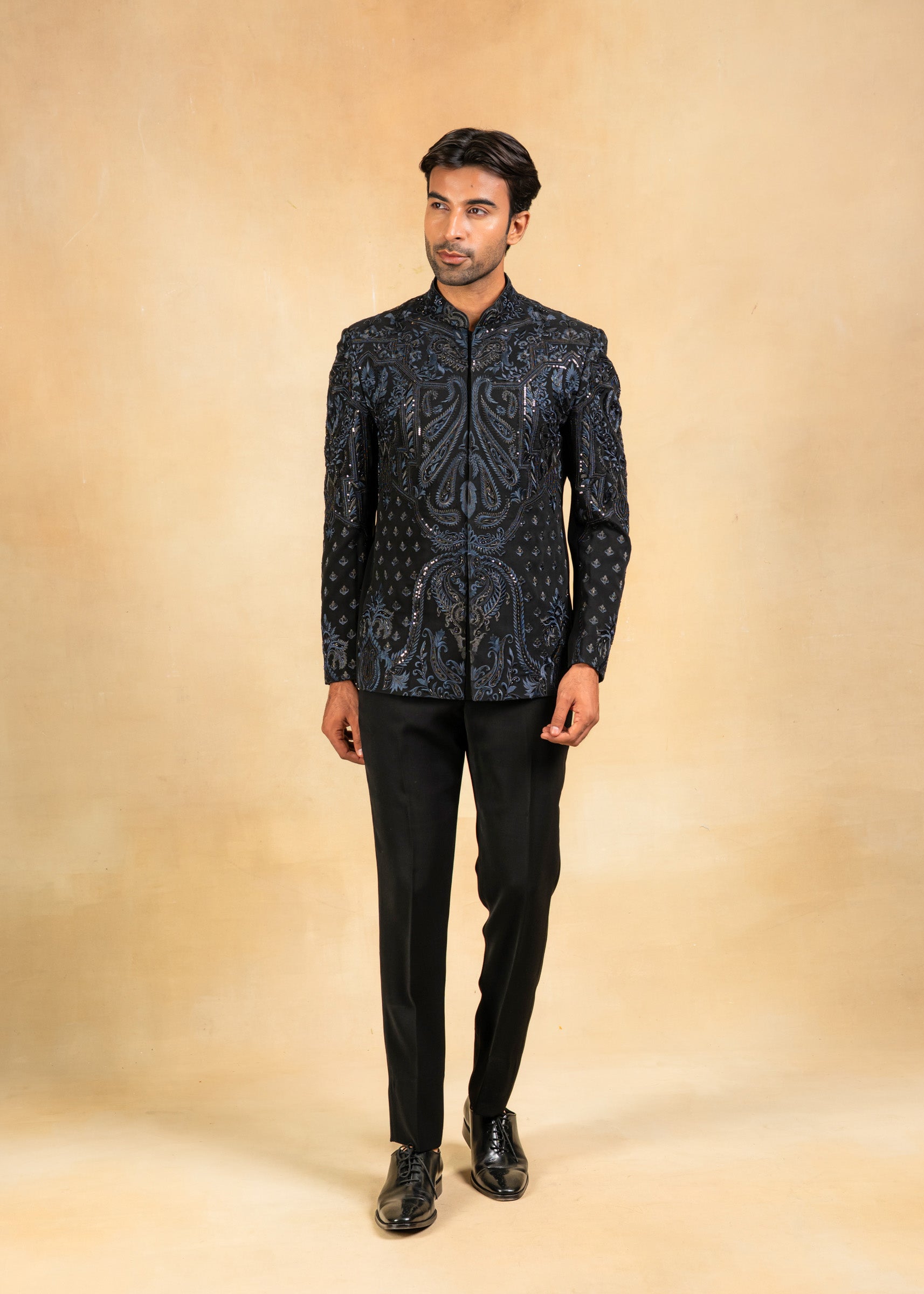 designer dual tone bandhgala with hand embroidery