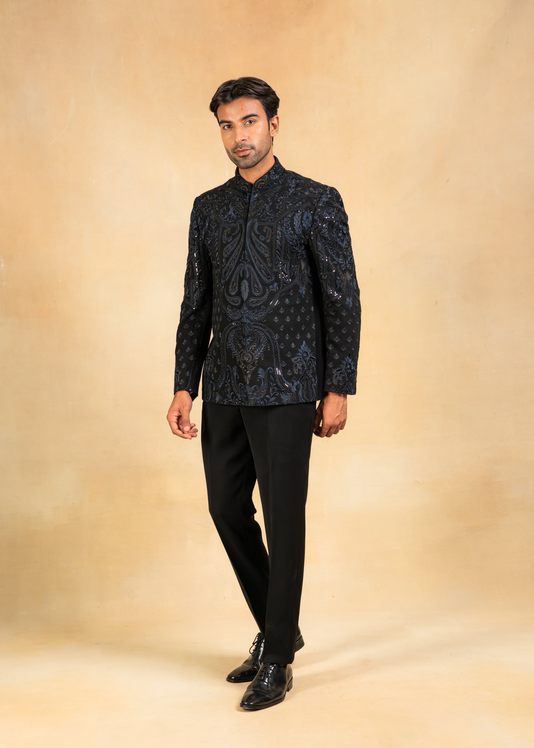 designer dual tone bandhgala with hand embroidery
