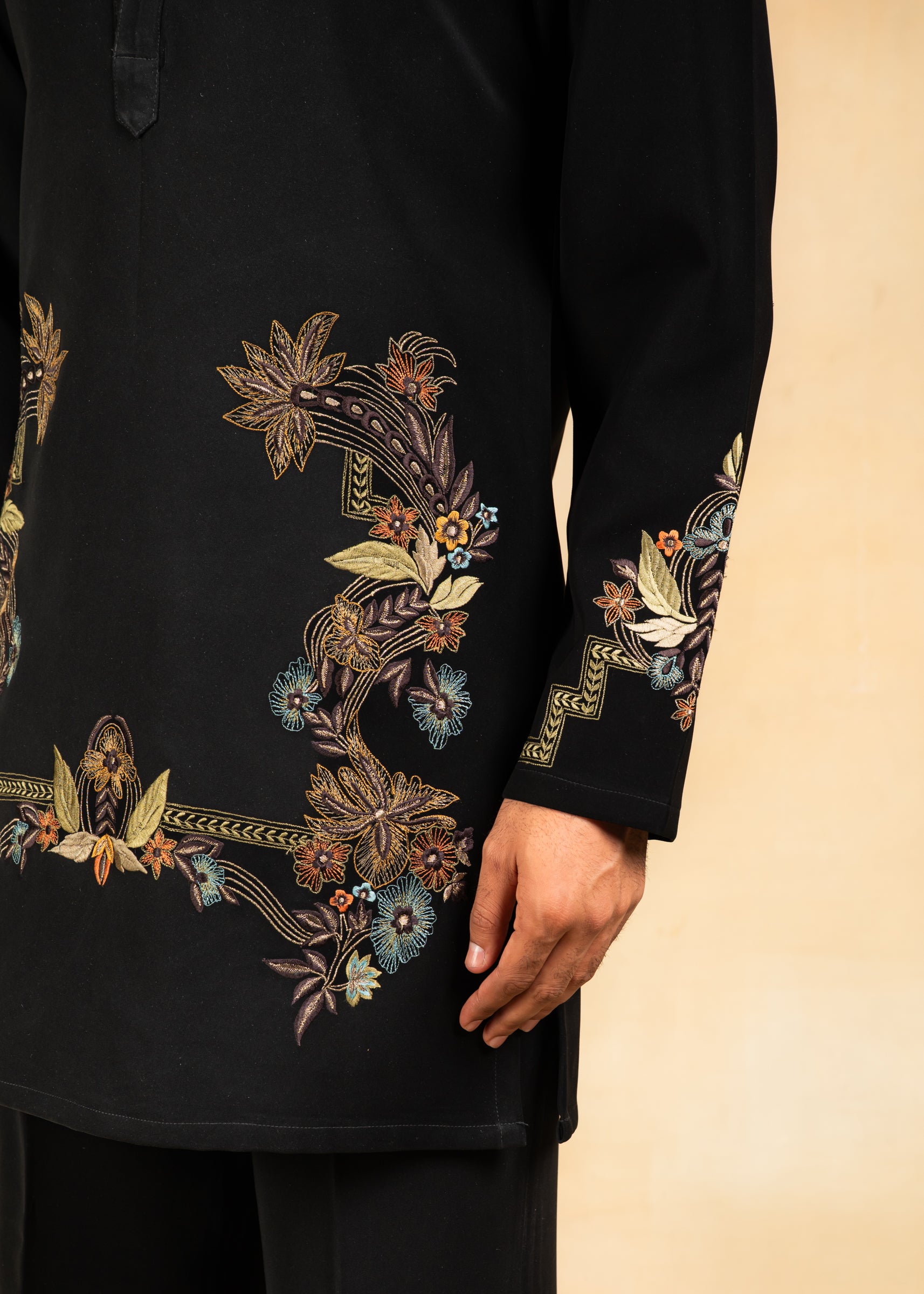 embroidered kurta set with wide trousers