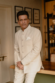 manoj bajpayee hand embroidered cream bandhgala