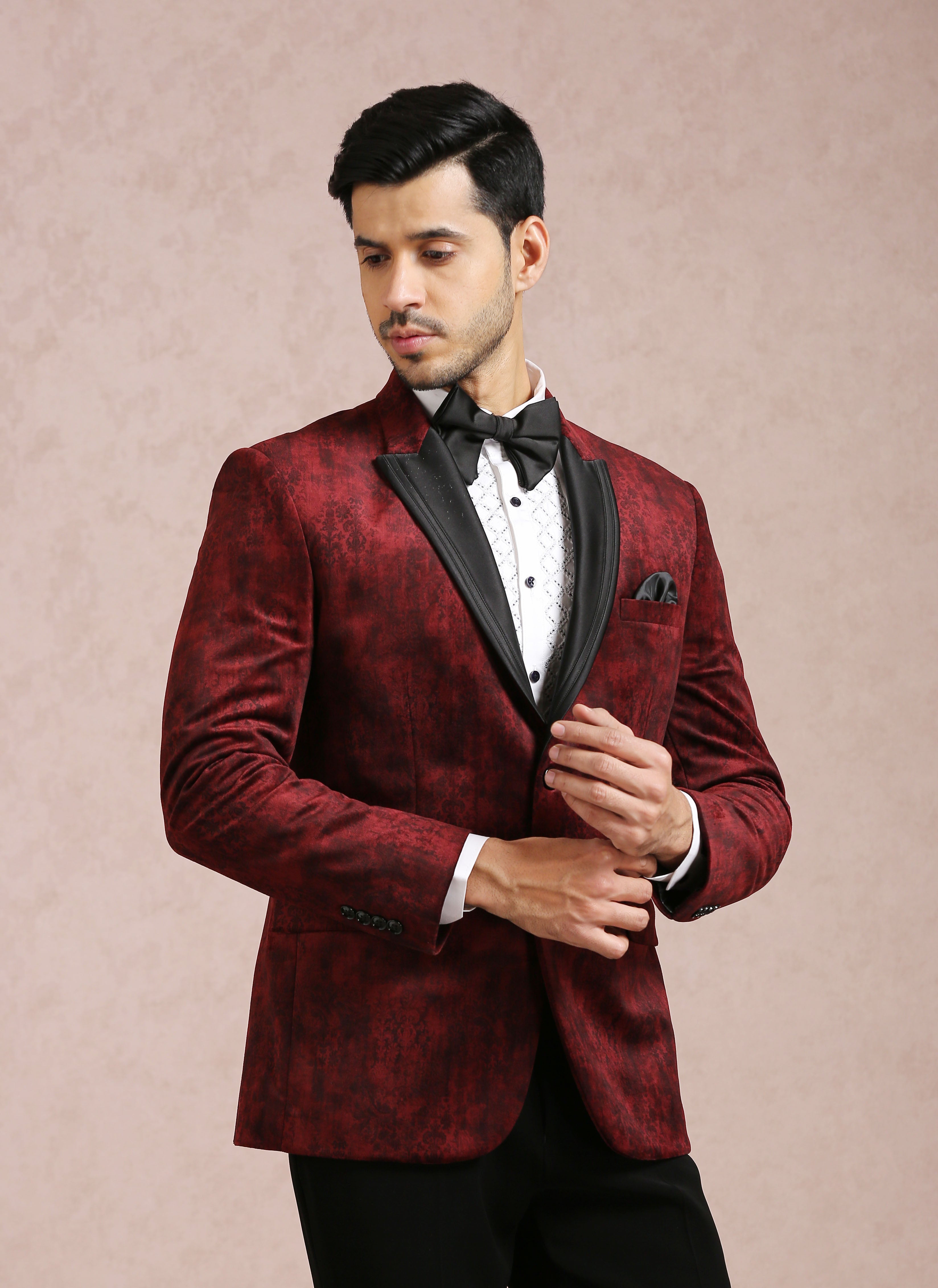 Luxurious Maroon Velvet Blazer – Bonsoir Velvet Fabric