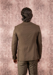 olive jacquard bandhgala