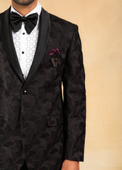 purple and black shawl collar tuxedo