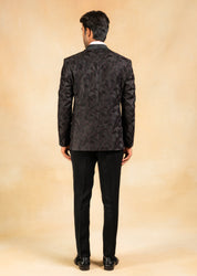 purple and black shawl collar tuxedo