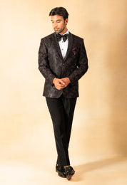 purple and black shawl collar tuxedo
