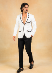 white blazer with black highlights