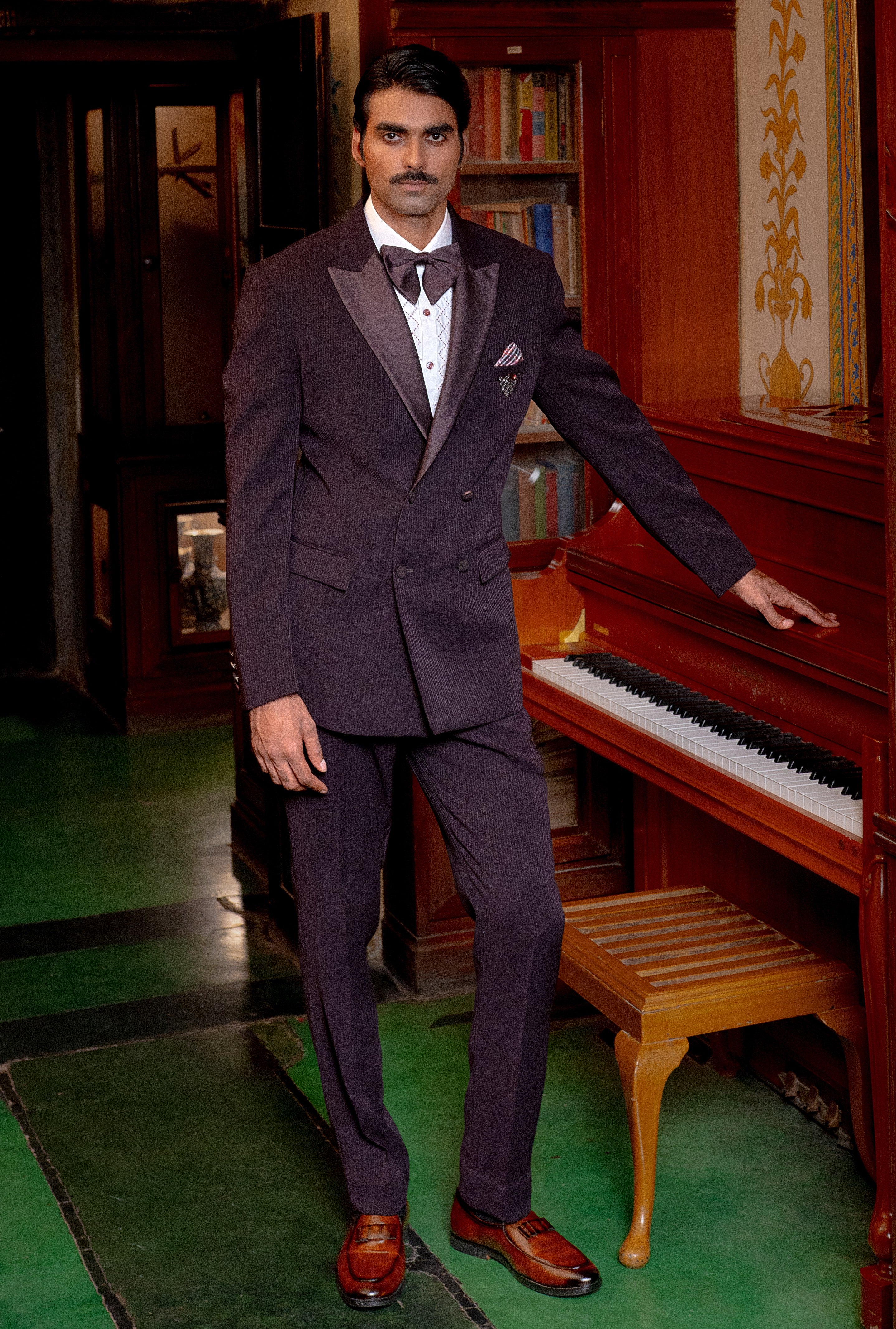 wine double breasted suit