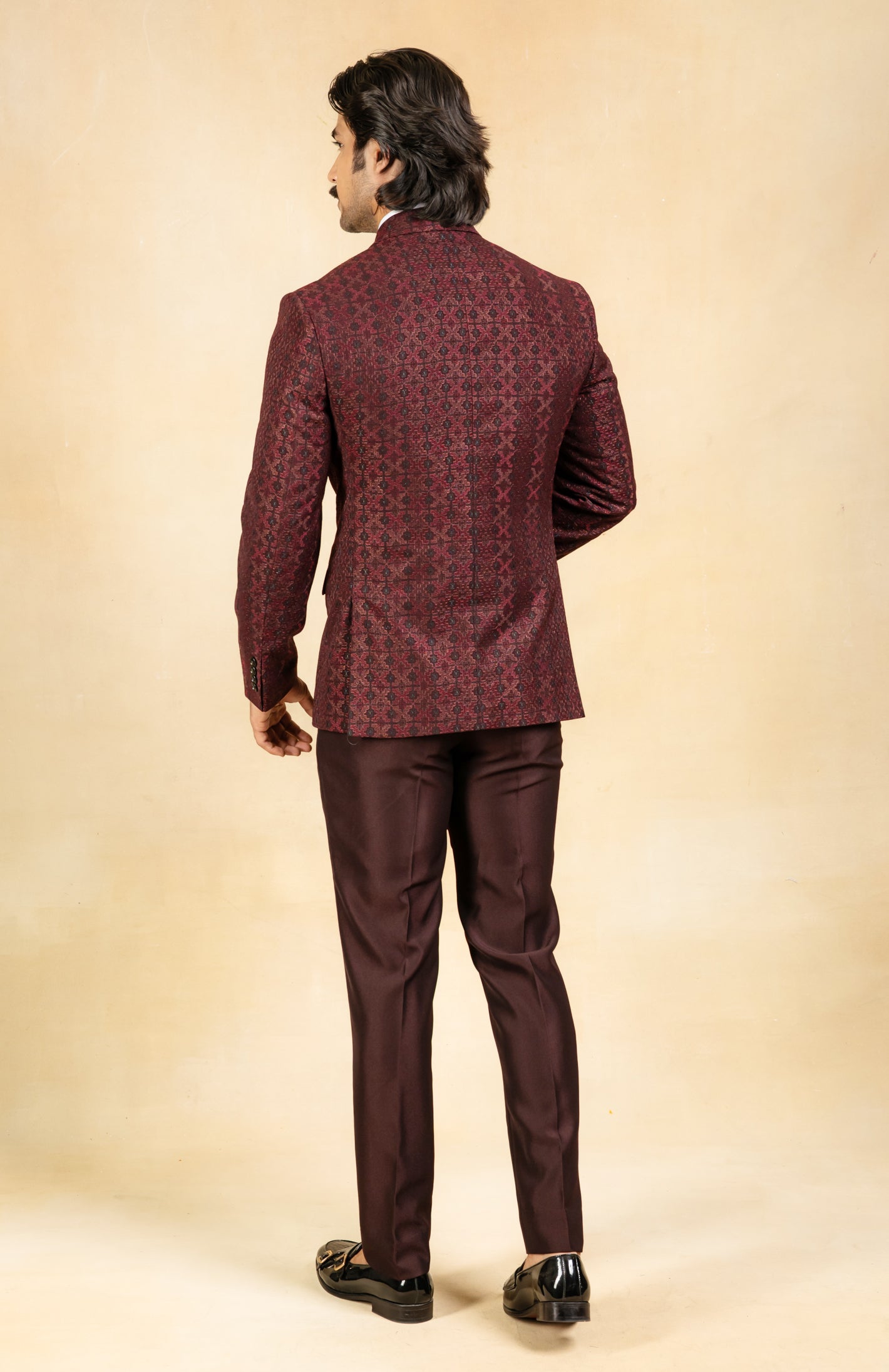 wine double breasted suit