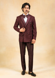 wine double breasted suit