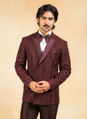 wine double breasted suit