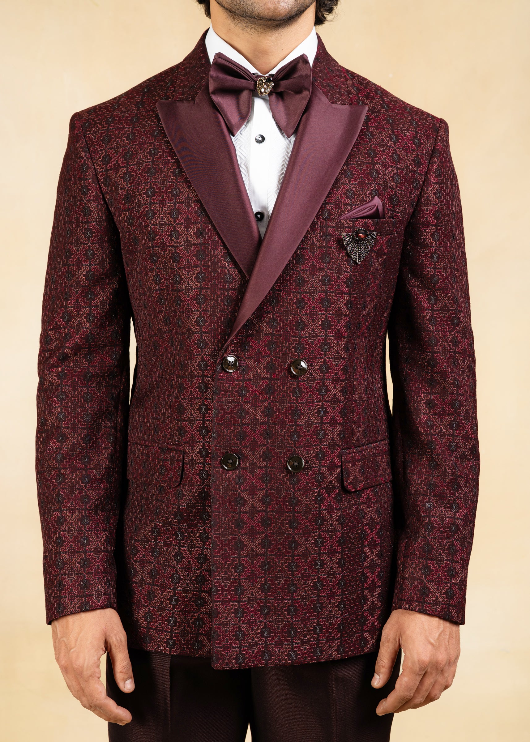 wine double breasted suit