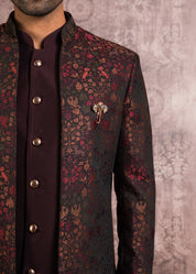 Wine Jacquard Indo-western