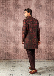 Wine Jacquard Indo-western