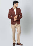 Single Breasted Brown Knitted Blazer