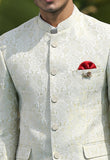 Cream Jacquard Bandhgala Suit