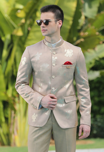 Dartmouth Green Textured Premium Wool-Blend Bandhgala/Jodhpuri Suits for  Men.
