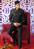 Green Embroidered Bandhgala Suit