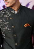 Green Embroidered Bandhgala Suit