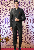 Green Embroidered Bandhgala Suit