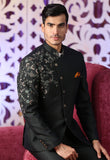 Green Embroidered Bandhgala Suit