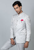 Designer Off-white bandhgala suit
