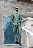 Pista green bandhgala suit