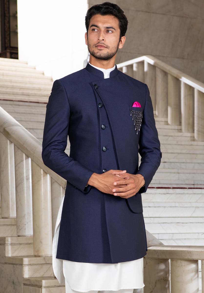 Men's Designer Double Flap Indo-Western Set - Luxury Indian Fusion Wear

