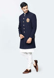 Blue Indo-Western Sherwani Set