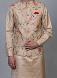 Embroidered Fawn kurta jacket set
