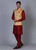 Embroidered Red kurta jacket set